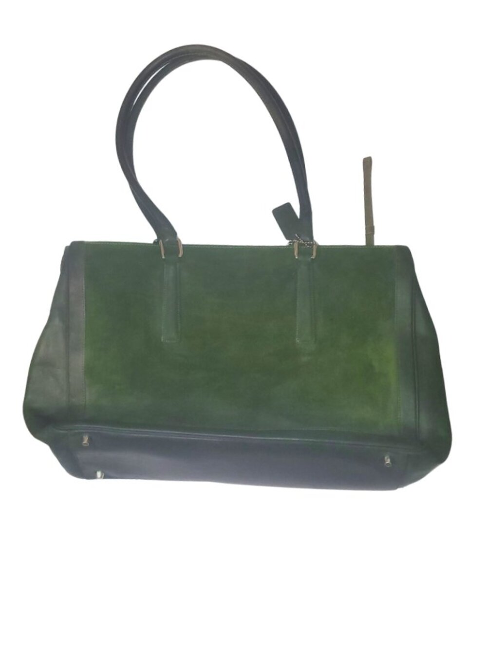 Coach Olive Green Suede Leather Trim Large Zip Tote Shoulder Bag - Picture 12 of 17